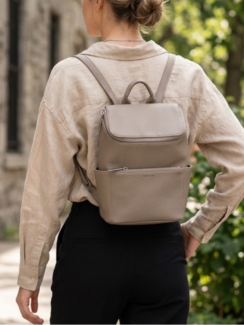 Matt & Nat Brave Mini Vegan Leather Backpack - Taupe / Beige